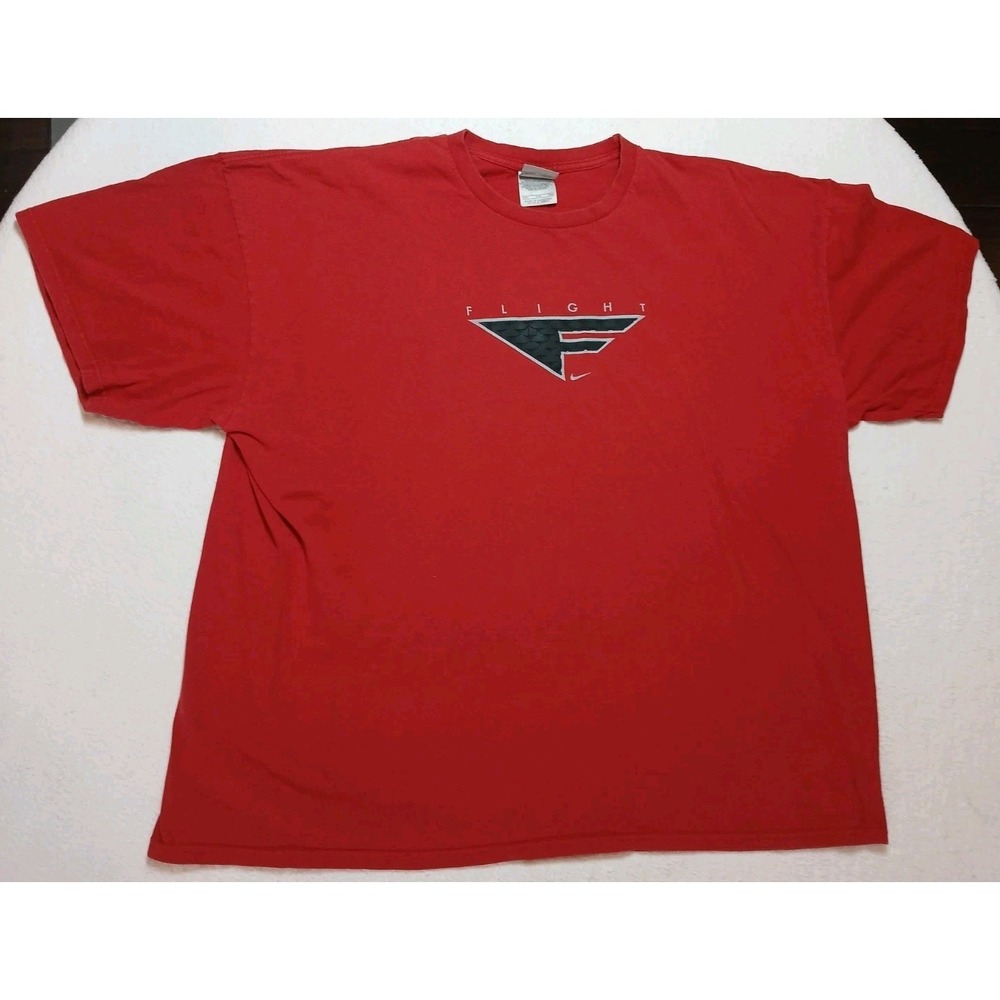 Vintage Nike Flight Shirt Men 3XL Red Swoosh Logo Y2K 2000s Baggy USA Fabric